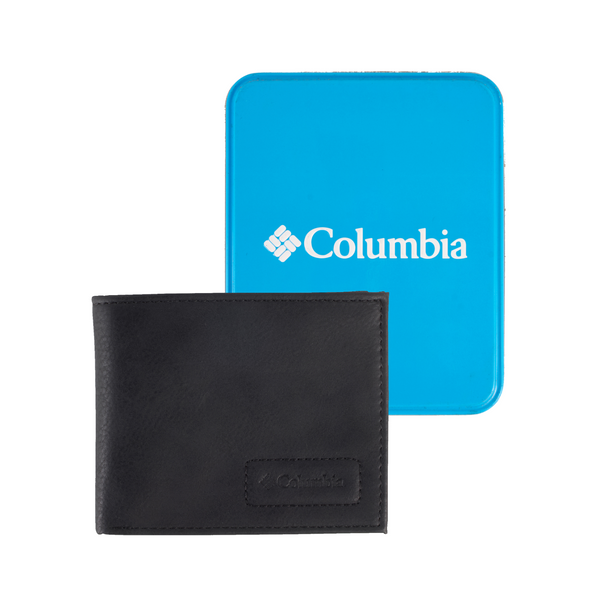 Columbia Blue Tin Black RFID Secure Bi-Fold Wallet (S02)
