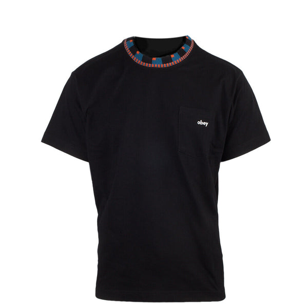 OBEY Men's Black Blue Orange Collar S/S T-Shirt
