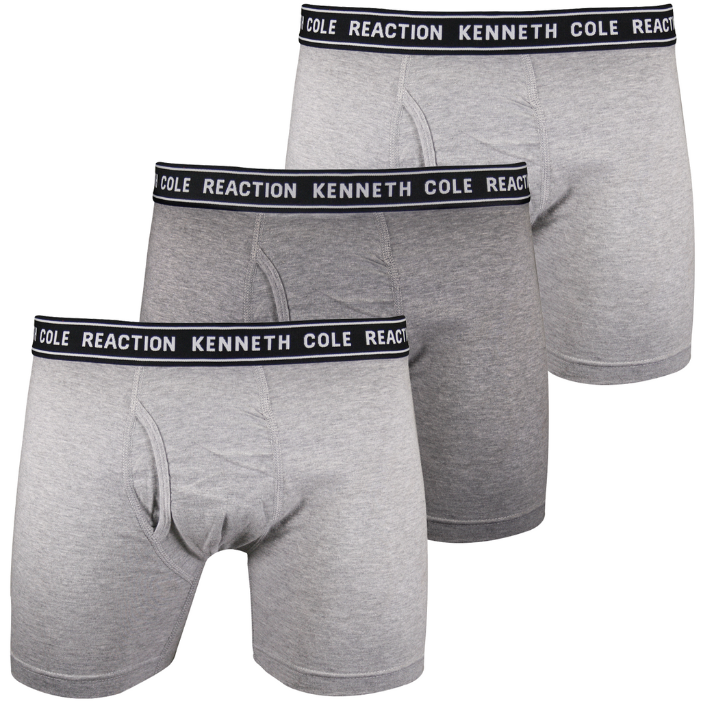 Kenneth Cole Men's Reaction 3 Pack Dark & Light Heather Grey Boxer Brief (S07)