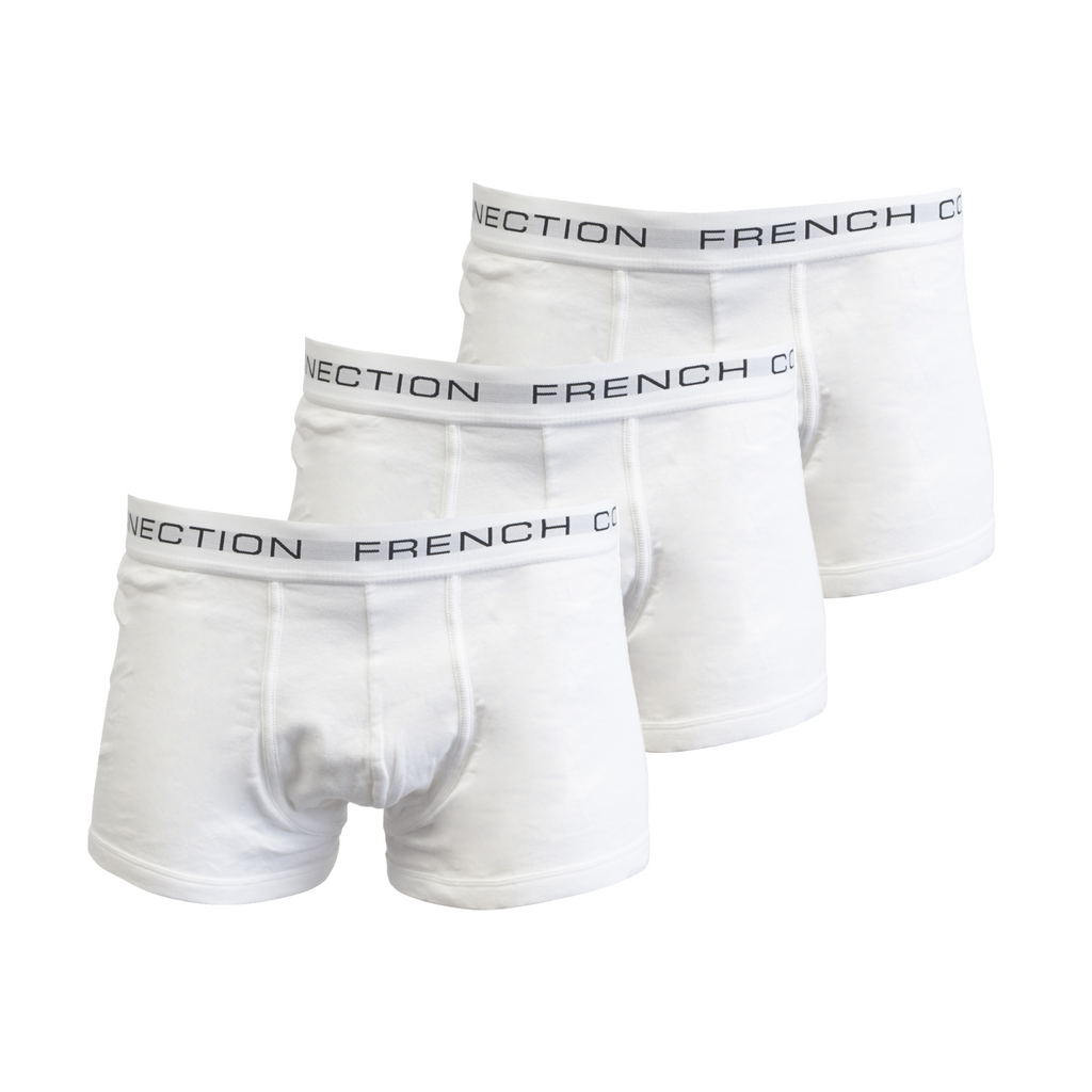 French Connection Men's White 3 Pack Trunks