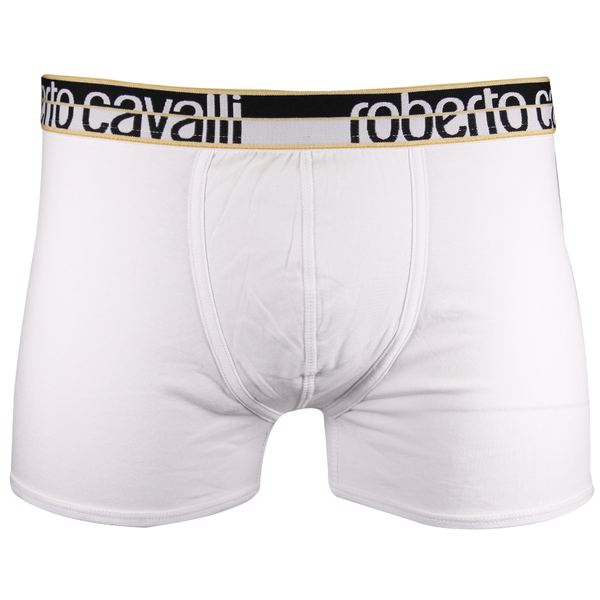 Roberto Cavalli Men's Single Pack White Stretch Boxer Briefs