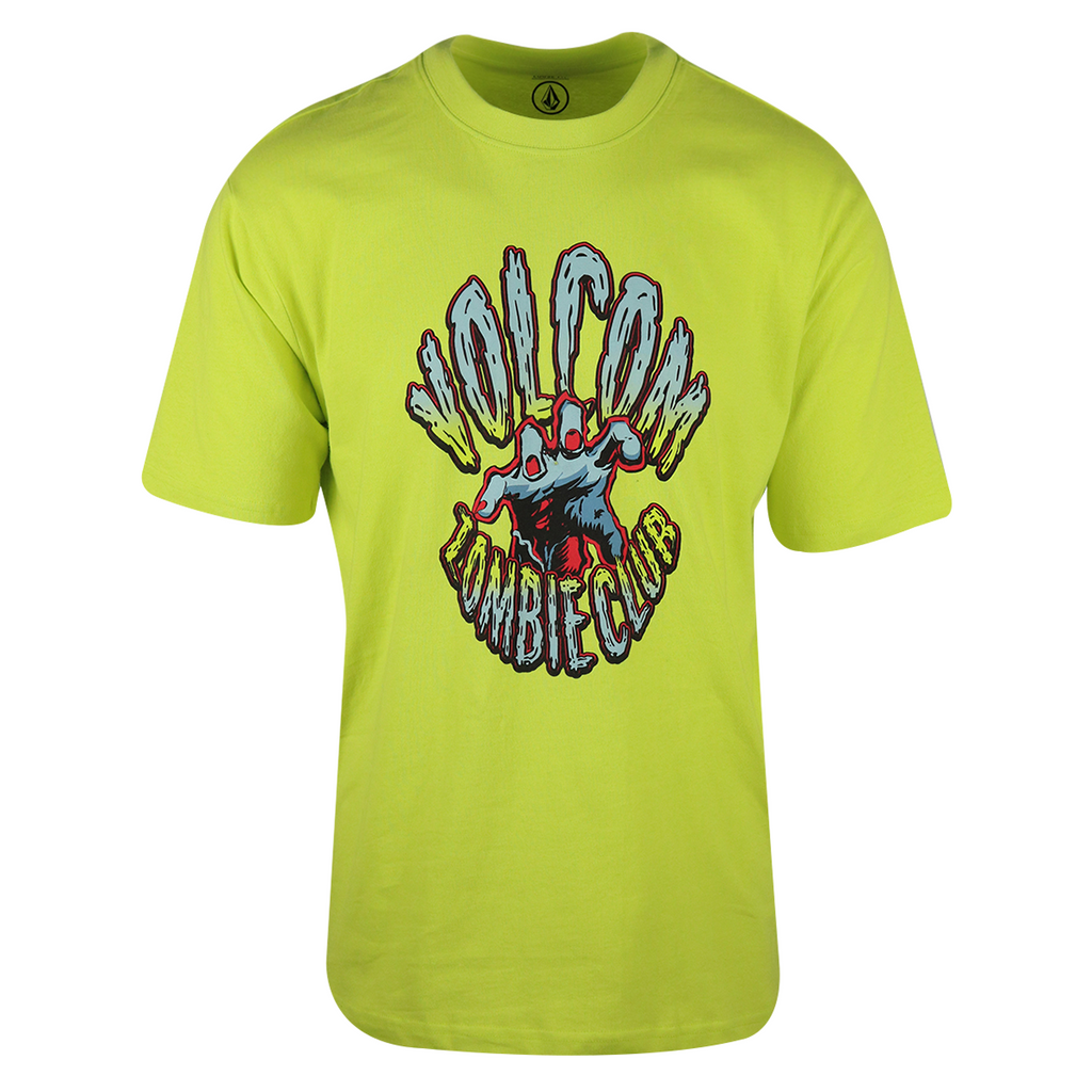 Volcom Men's Fluorescent Yellow Zombie Club S/S T-Shirt (S53)