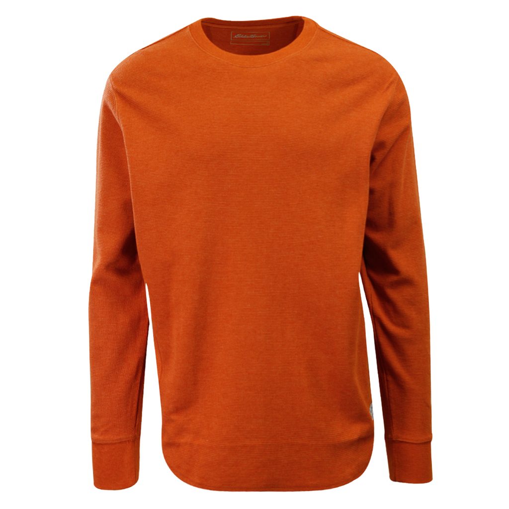 Eddie Bauer Men's Adobe Orange Wildriver Thermal Crew Neck L/S T-Shirt (S02)