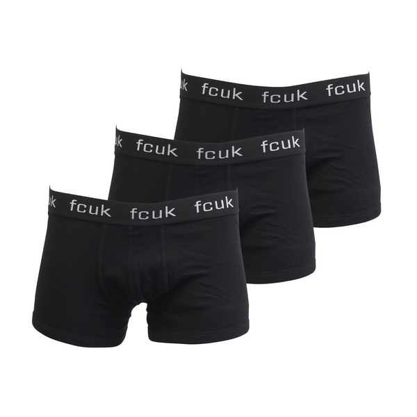 FCUK Men's Black 3 Pack Trunks