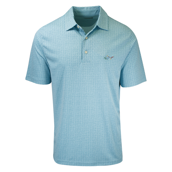 Greg Norman Men's Teal Triangle Pattern S/S Polo Shirt